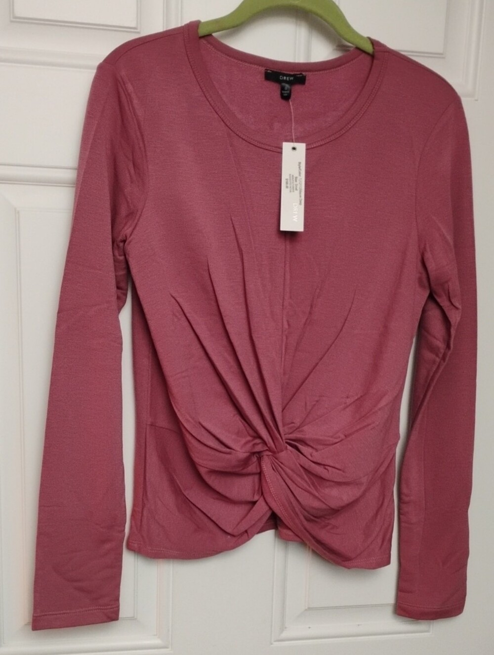 DREW Rose Mauve Twist-Front Long Sleeve Top